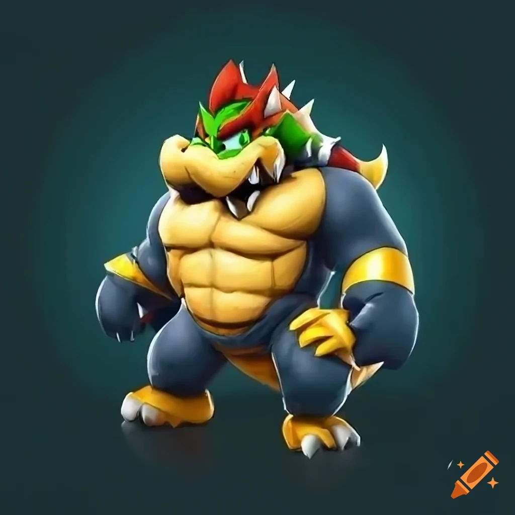 Wallpaper #8c6vJZMB71dOy6JZMRQu277 2d Illustration of Muscular Bowser on Craiyon