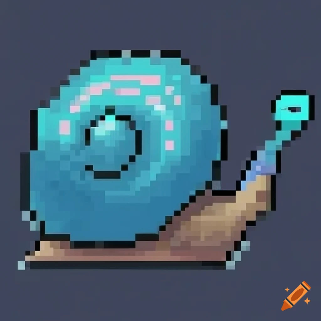 Wallpaper #7DE0NZMB5zzyi_yYk1WD317 Pixel Art of a Blue Snail on Craiyon
