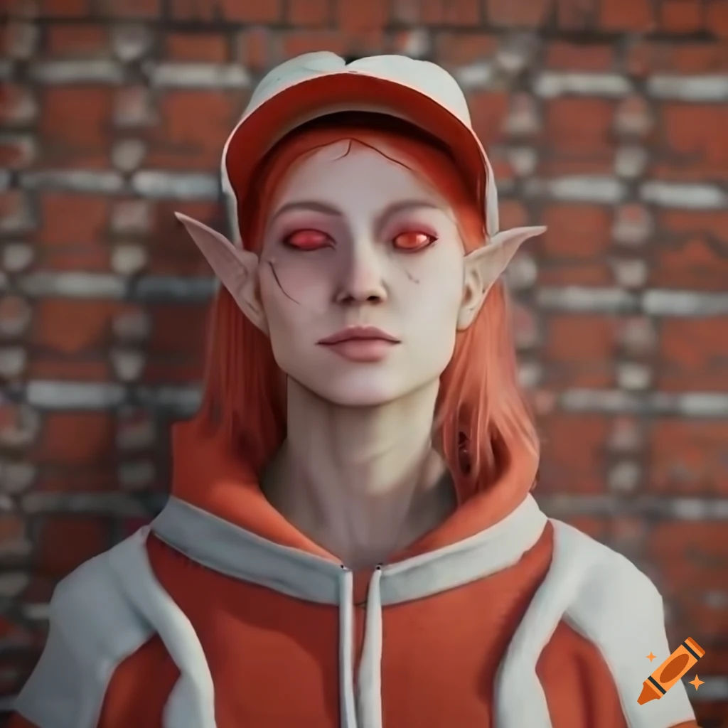Wallpaper #95lDP5MBUcASHT6nWssT237 Portrait of a Red Haired Sci Fi Elf Girl with a Baseball Cap and Brick