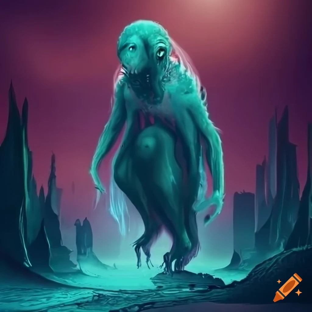 Wallpaper #NWcH9pIBSpphPi3-kYJt378 Dystopian Creature Emerging from Flames in a Fairytale Illustration