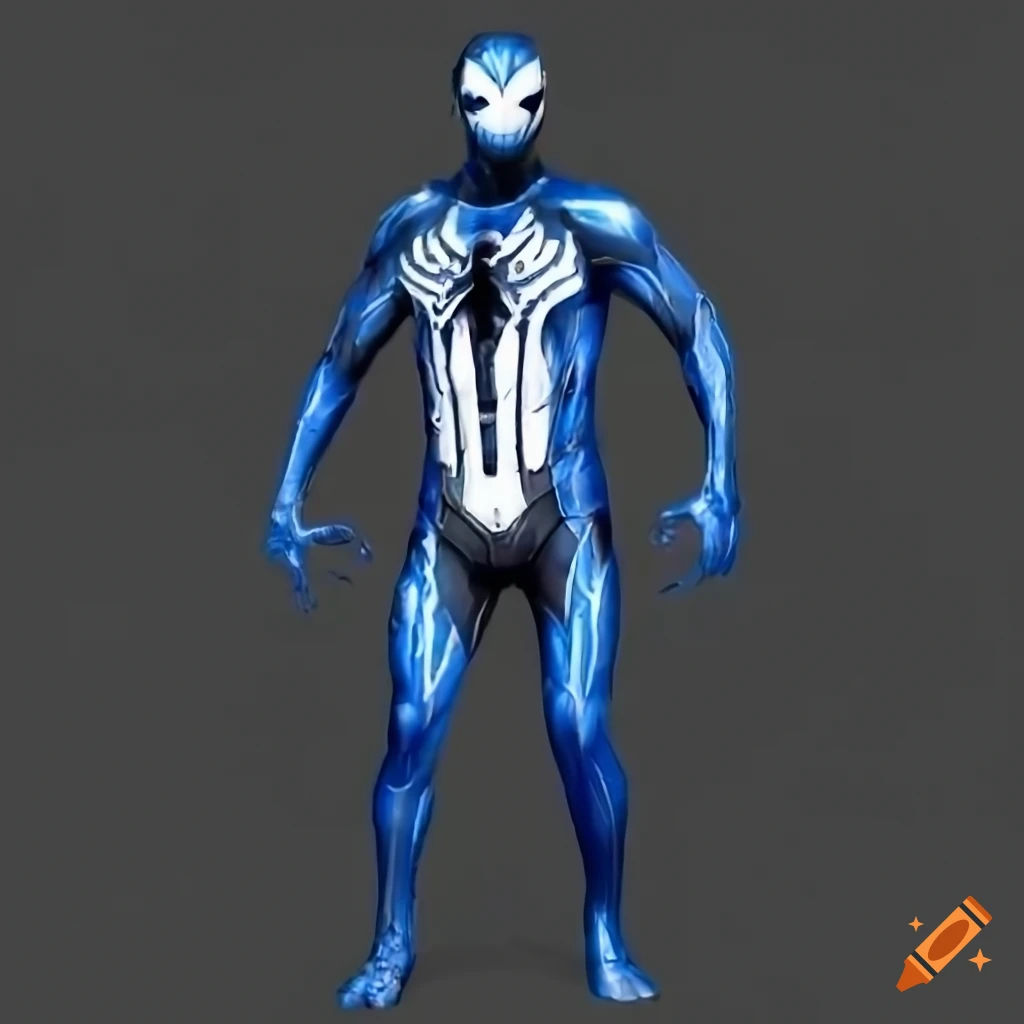 Wallpaper #ofRpOpMBKFX8bn3r03iL322 Black and Blue Symbiote Suit with White Spider Logo on Craiyon