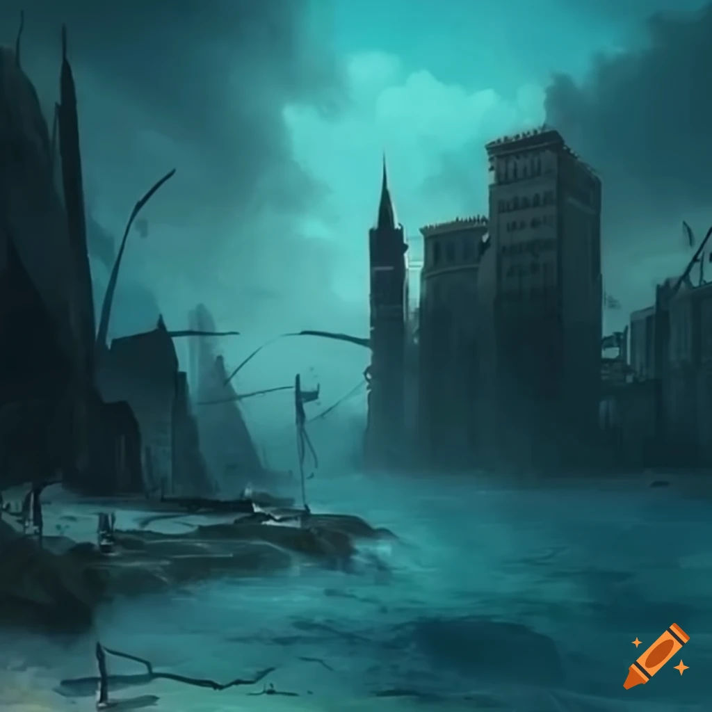 Wallpaper #NWcH9pIBSpphPi3-kYJt236 Dystopian Artwork of a Tidal Wave