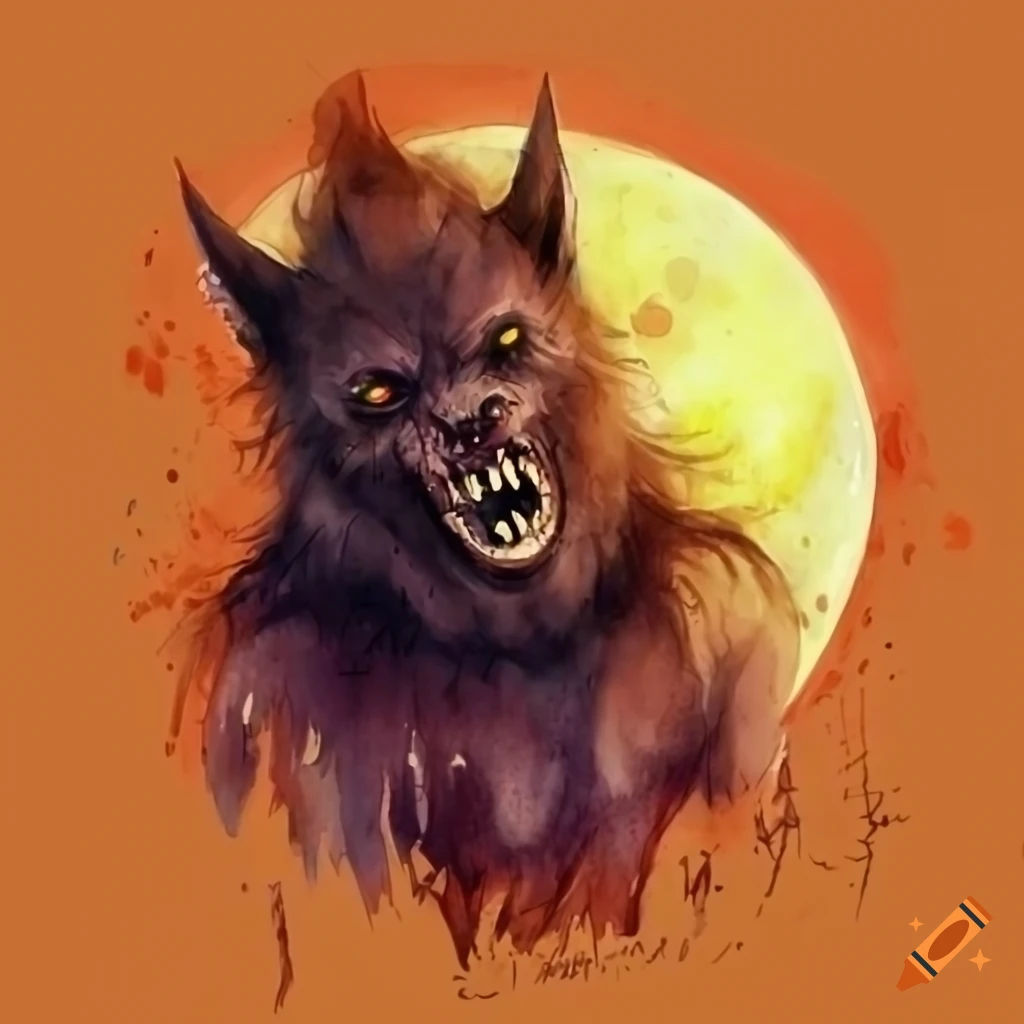 Wallpaper #uEB5MZMBJhL2WPbaucYs341 Detailed Halloween Werewolf Illustration on Craiyon