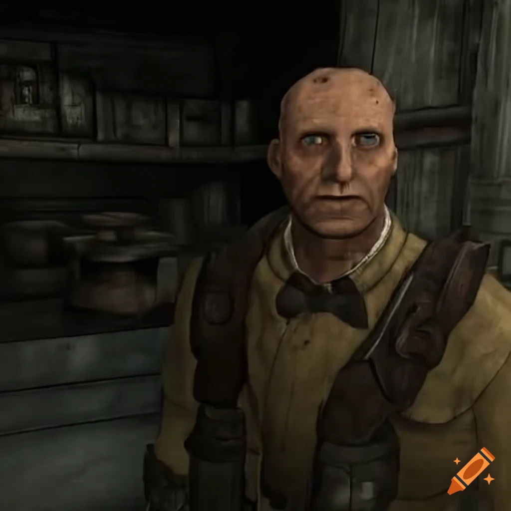 Wallpaper #F2f0C5MBSpphPi3-ltw-306 Harold from Fallout 1 with Serious Expression on Craiyon