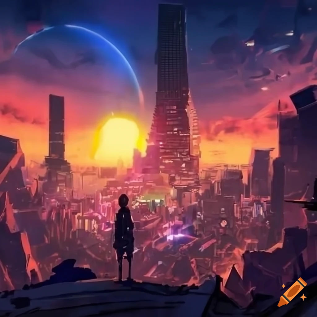 Wallpaper #oJl_P5MBUcASHT6nQswf323 Anime Style Futuristic City in a Post Apocalyptic Setting