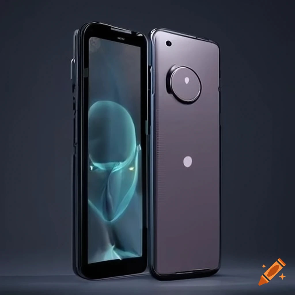 Wallpaper #zmfP-5IBSpphPi3-dpXT251 Front and Back View of a Futuristic Touchscreen Phone on Craiyon