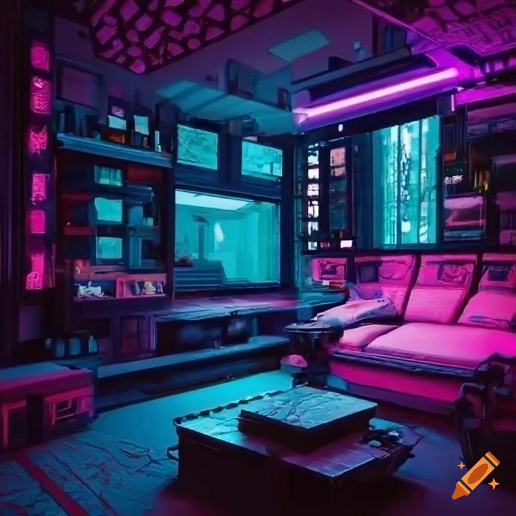 Wallpaper #jW2sapcBycdYOYFTz3G4157 Cyberpunk House Interior on Craiyon