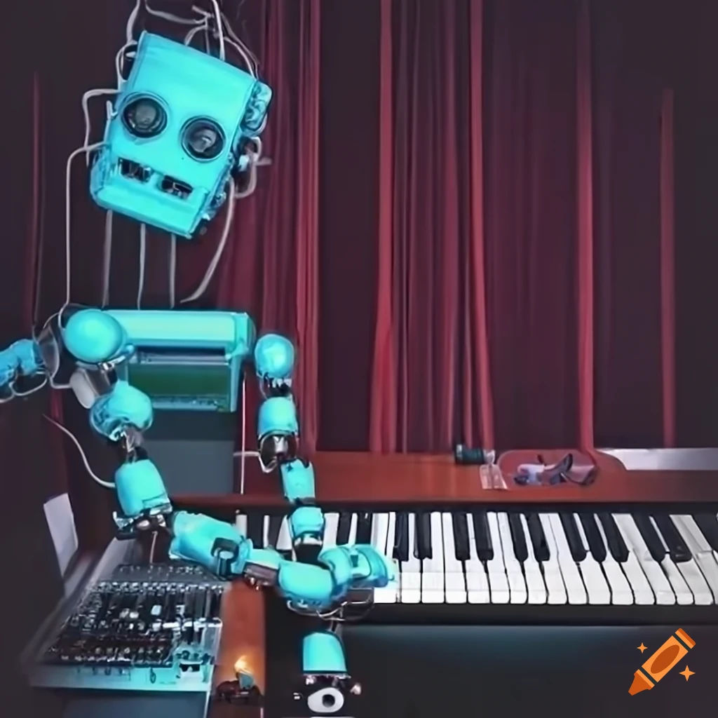 Wallpaper #p2fJ6JIBSpphPi3-wz7s372 Robot Playing Synthesizer Keyboard