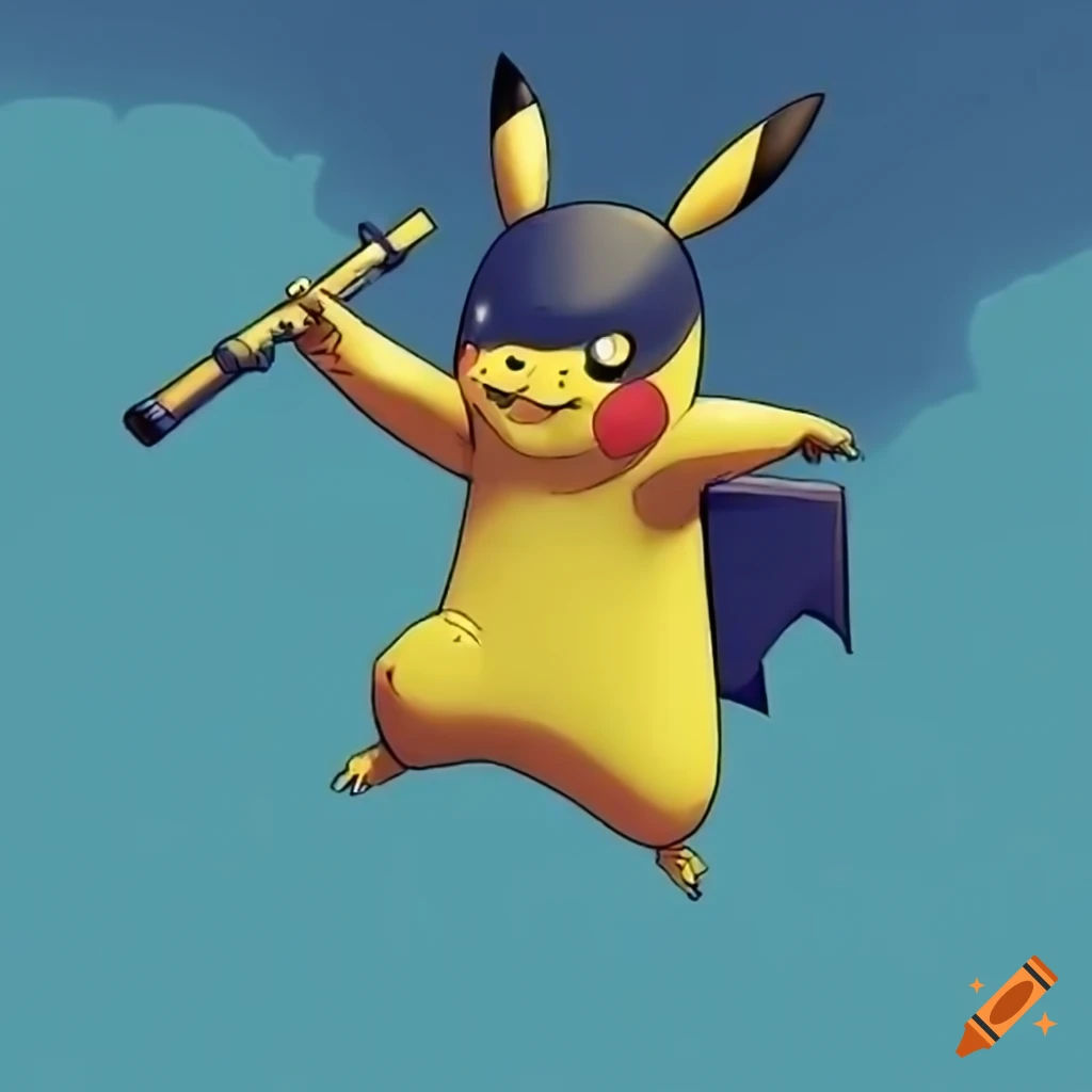 Wallpaper #gWj1E5MBSpphPi3-QwKs267 Pikachu Playing the Flute with the Batman Signal in the Sky in a Circus