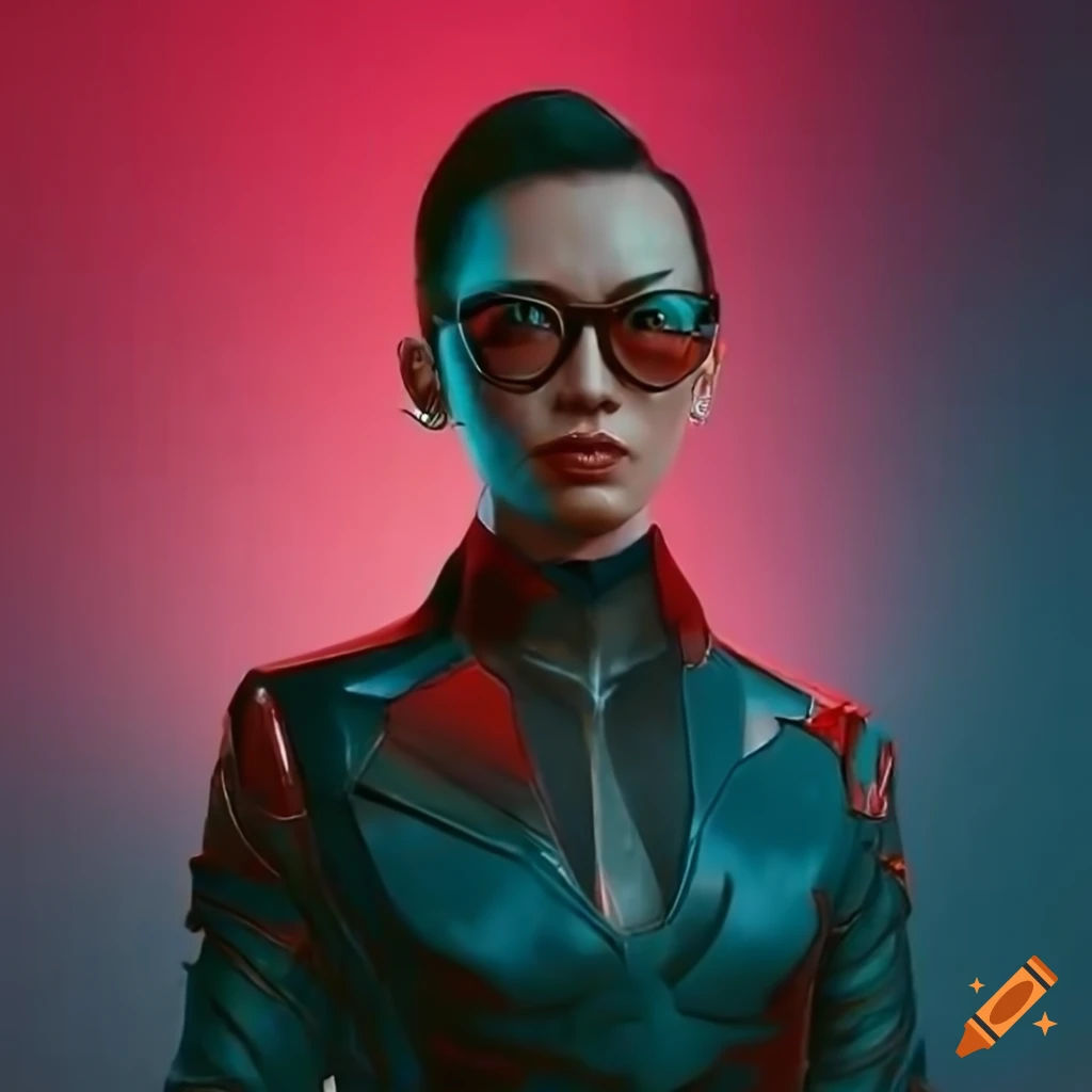 Wallpaper #2cYNM5MBVgN6TXj6_Hdd1 Lisa Su with Red Glasses Ceo in Cyberpunk 2077 Corporate Suit