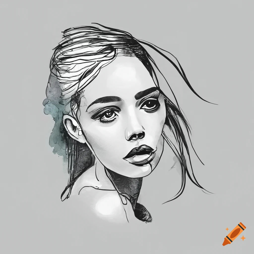 Wallpaper #NL0NpJcBxtB1RJ-K4LkL71 Girl Head Portraitsketch Artvector Artline Drawingink Line Art