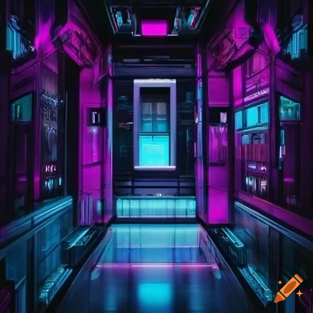 Wallpaper #ghlNMo8BtGB6xQ78zpe612 Elevator Cyberpunk Style on Craiyon