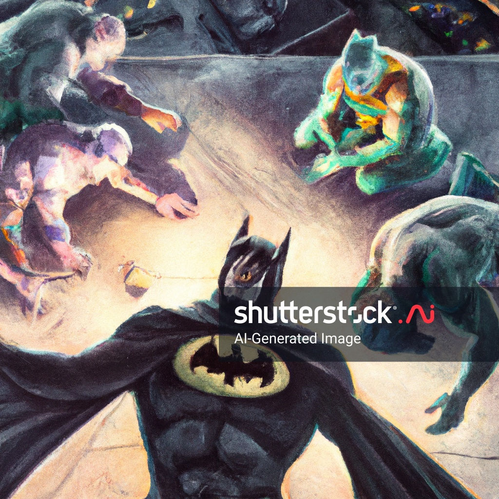 Wallpaper #LGh4HpMBSpphPi3-ZCmG58 Batman Fighting Joker Over 4 AI Generated Royalty Free and Licensable