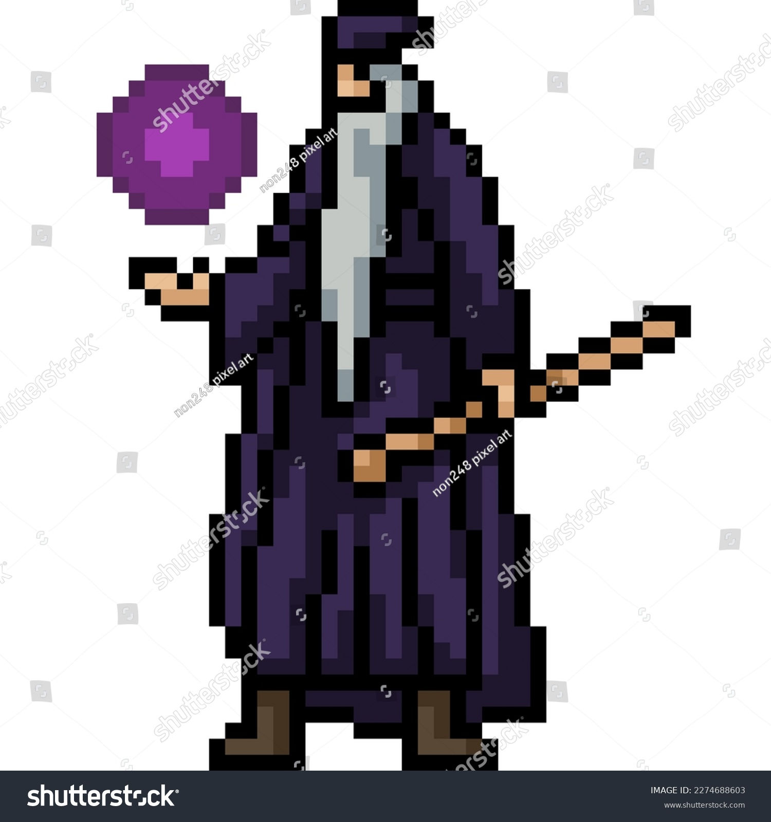 Wallpaper #1Gc765IBSpphPi3-00r647 Pixel Art Dark Wizard Magic Stock Vector Royalty Free 2274688603