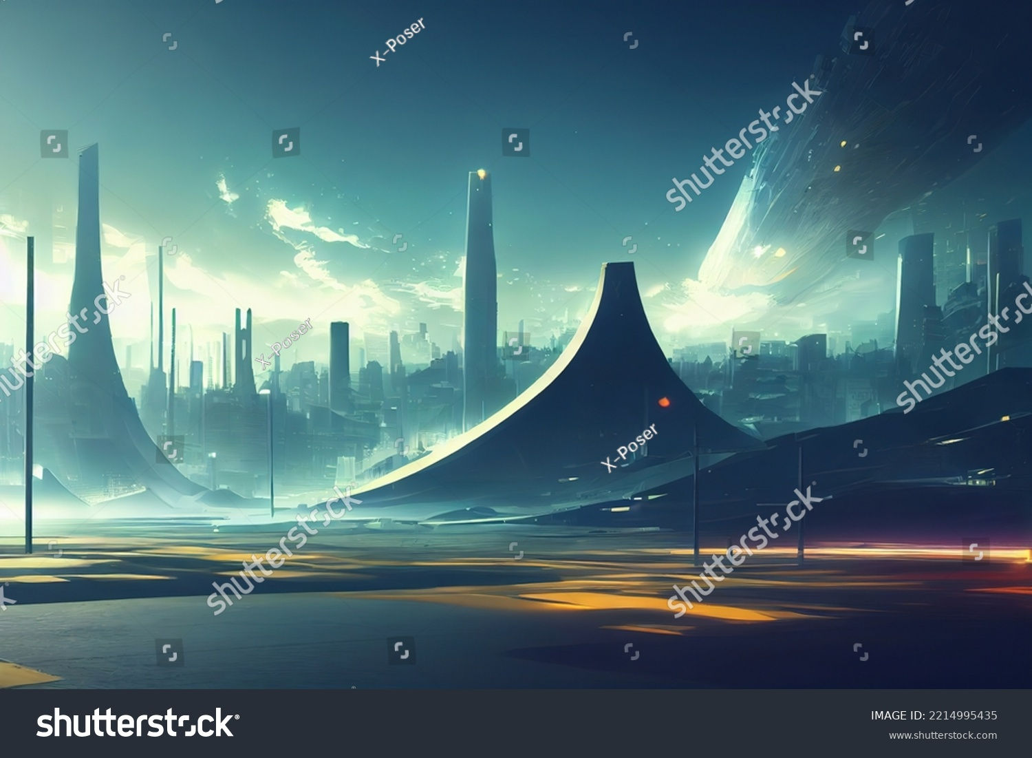 Wallpaper #shcGPpMBPLD5_VENWN5x220 Colorful Futuristic Cyberpunk Metaverse City Background Stock