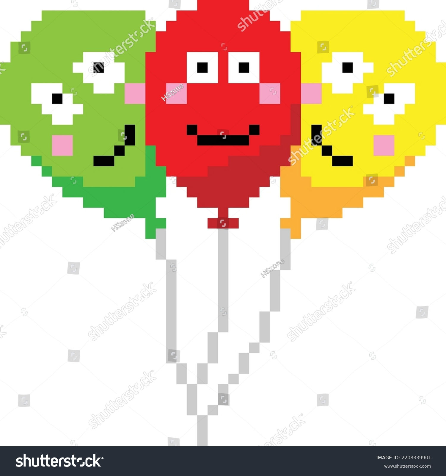 Wallpaper #a0D6MJMBJhL2WPbaiMSr24 Balloon Pixel Art Isolated on White Stock Vector Royalty Free