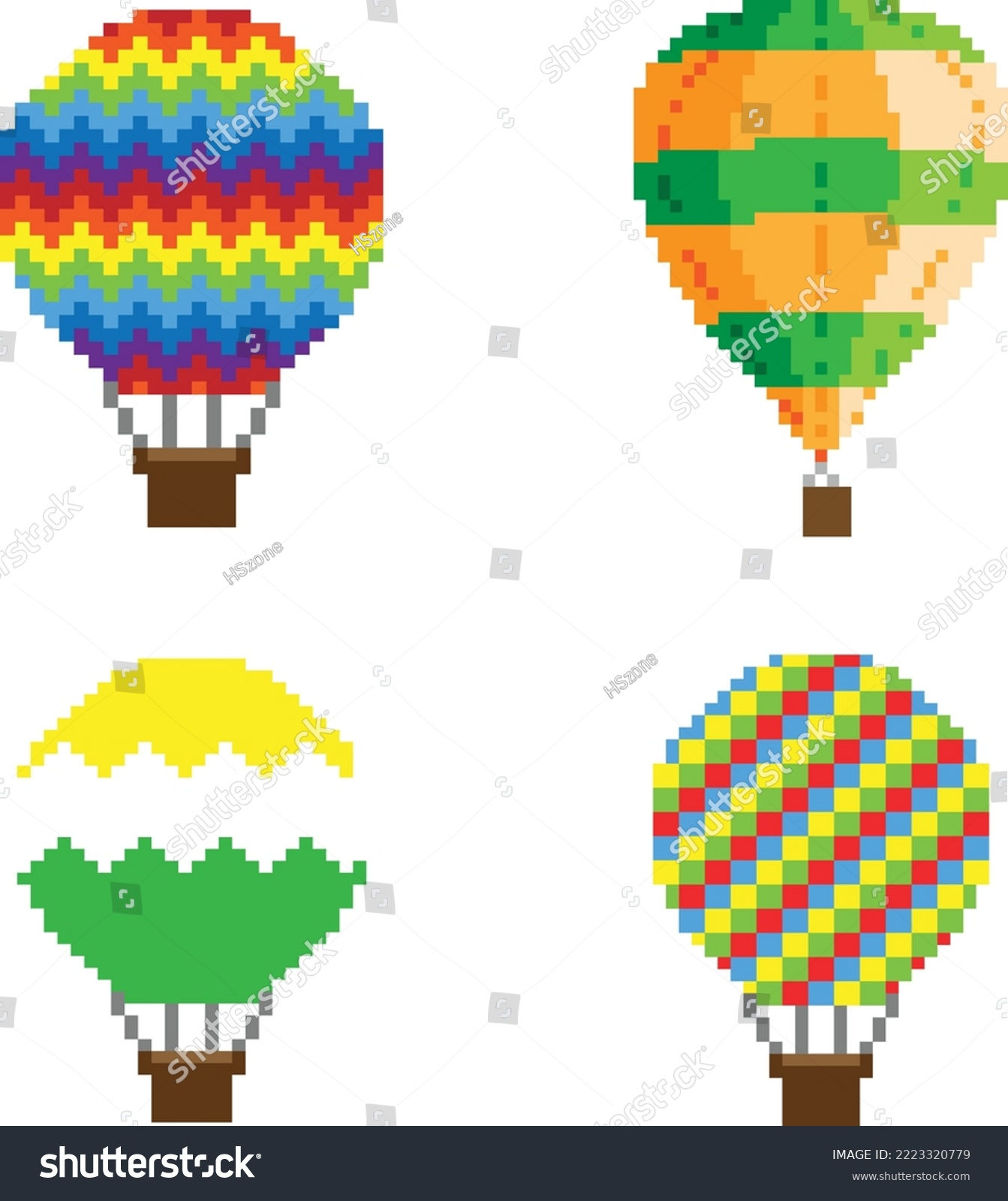 Wallpaper #a0D6MJMBJhL2WPbaiMSr38 Hot Air Balloon Pixel Art Vector