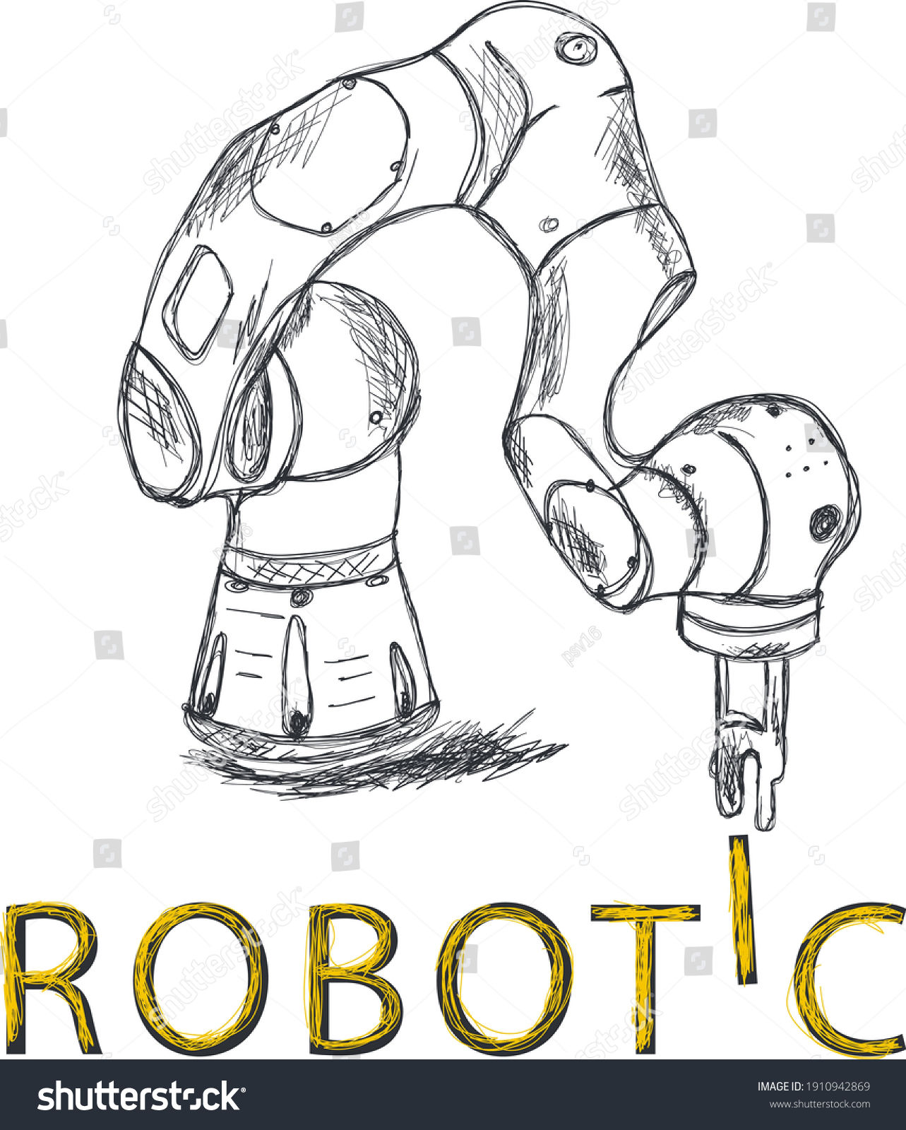 Wallpaper #m0ARMJMBJhL2WPba_L8Z17 Robotic Arm Sketch Lines Robots Technological Stock Vector Royalty
