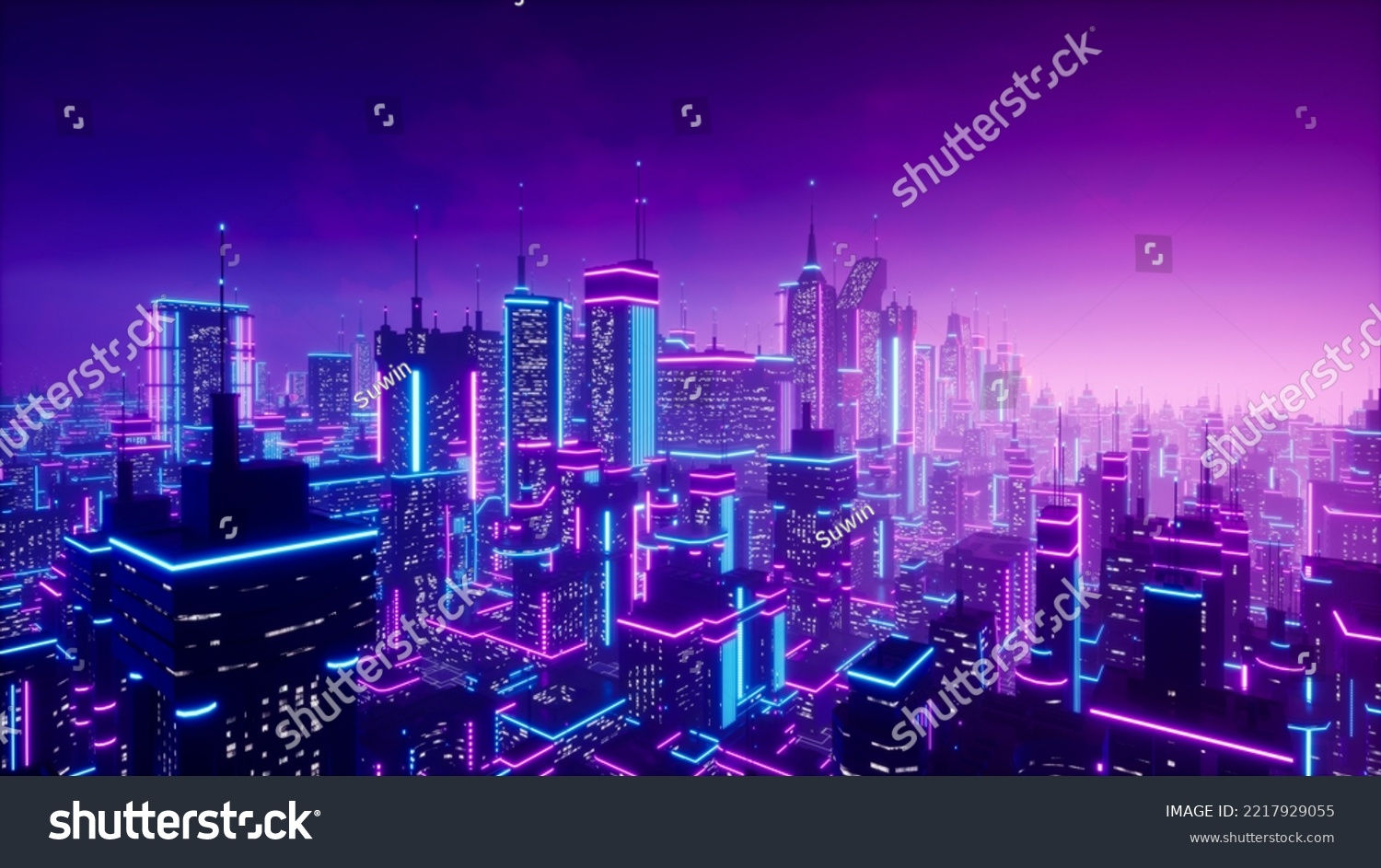 Wallpaper #RFjoM5MBzN9vxX340ToL114 Metaverse City Cyberpunk Concept 3D Render Stock Illustration