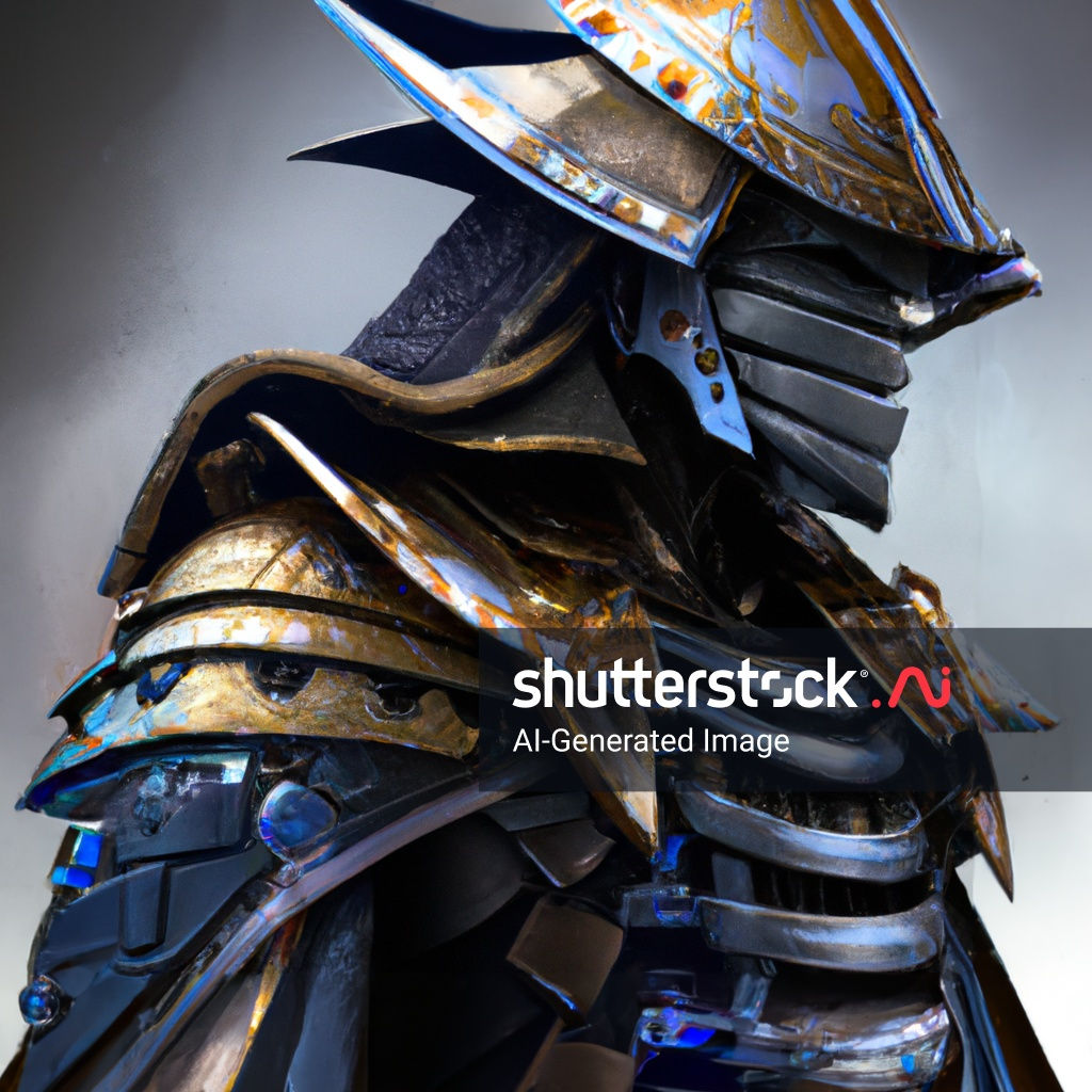 Wallpaper #gkA2MZMBJhL2WPbaCsWi282 Fully Black Armored Samurai Profile View AI 2281007705