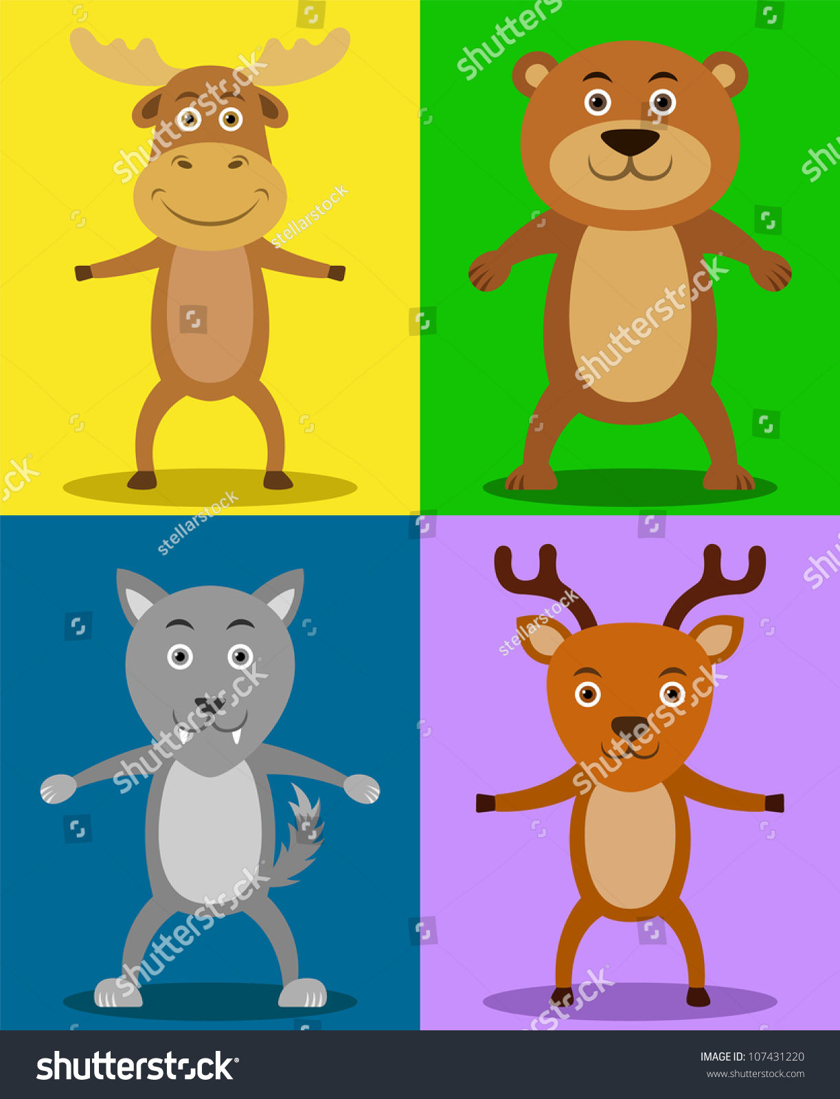 Wallpaper #fHfzJ5MB-pgBXx602qgy372 Jungle Animals Including Moose Bear Wolf Stock Vector Royalty Free