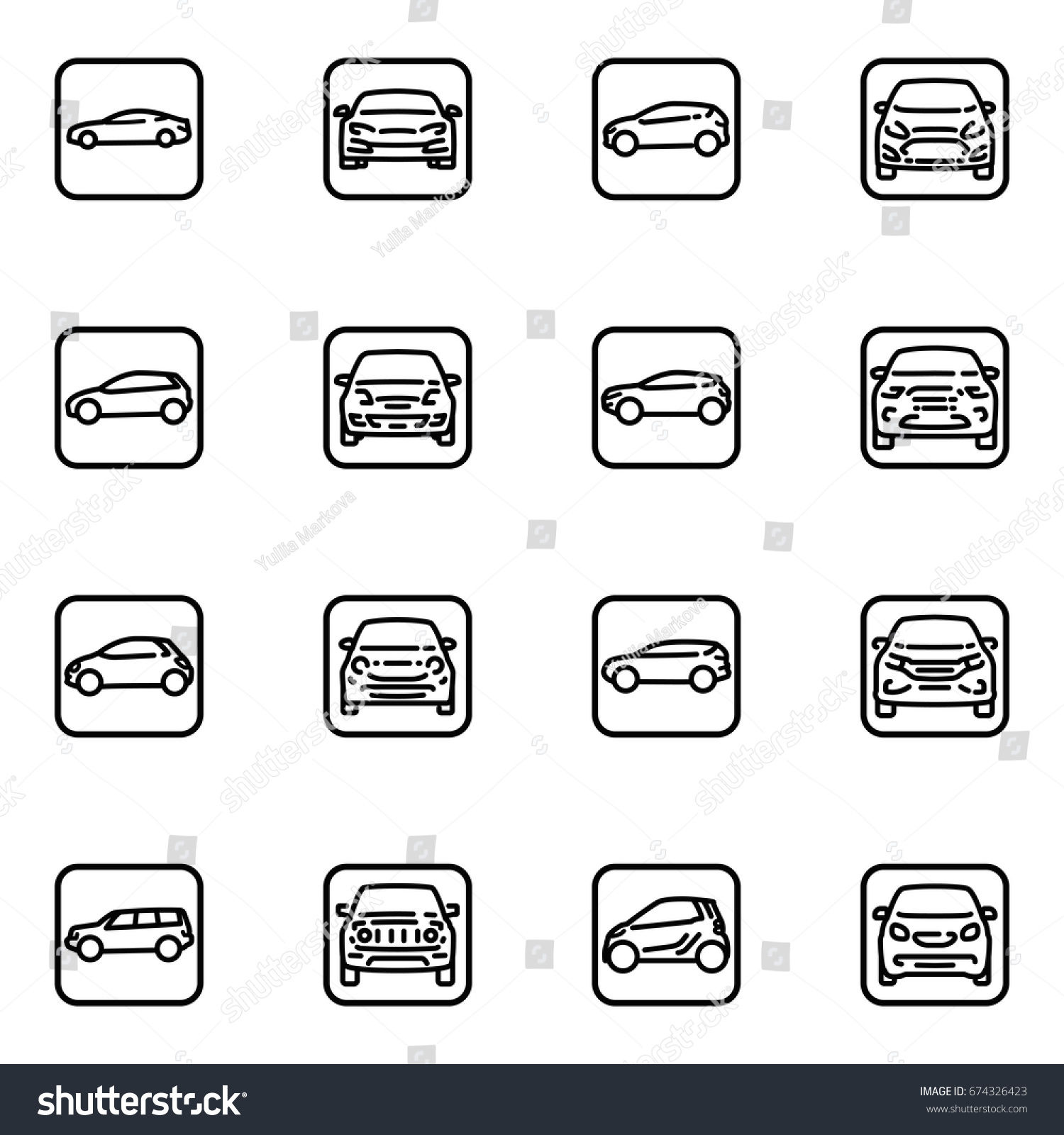 Wallpaper #kWidIpMBSpphPi3-uDN4227 Set Various Cars Front Side View Stock Illustration 674326423