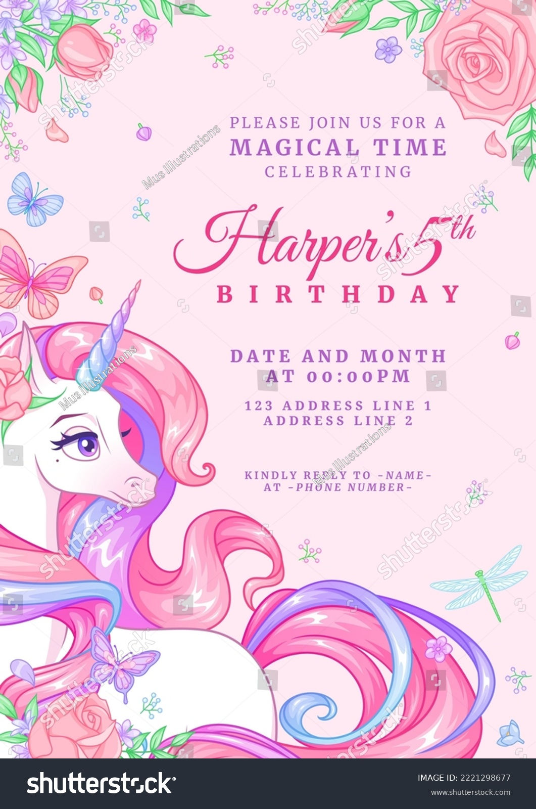 Wallpaper #Op3GZpcBkAG5jTCHzLM320 Birthday Party Invitation Template Beautiful Unicorn Stock Vector
