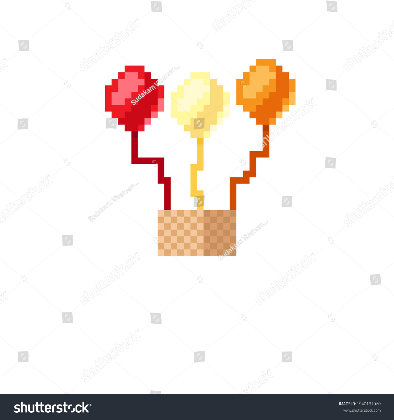 Wallpaper #a0D6MJMBJhL2WPbaiMSr41 Balloon Pixel Art Isolated on White Stock Vector Royalty Free