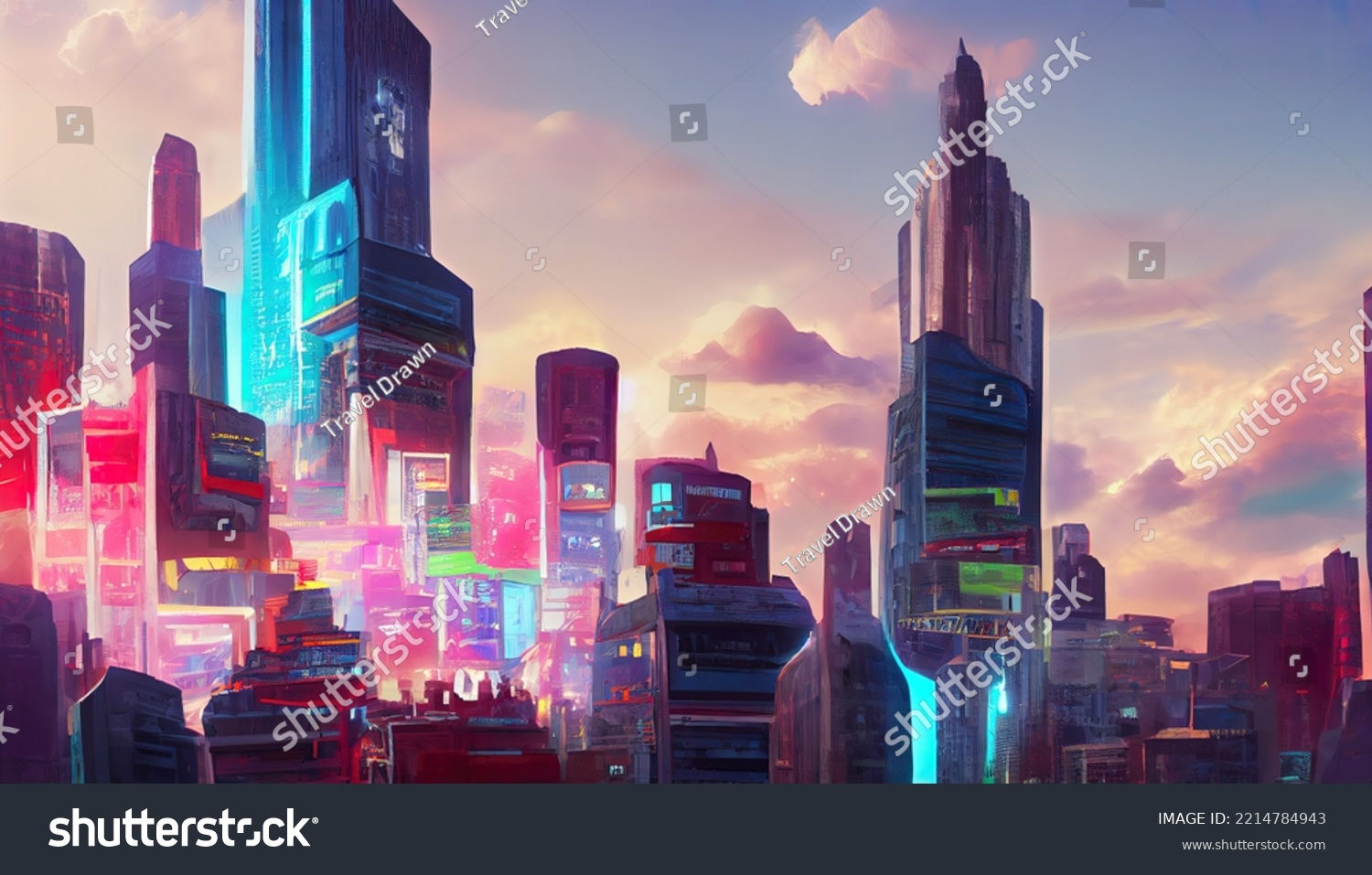 Wallpaper #OddBMpMB4Oq-IITvxDZL177 Cinematic City Metaverse Futuristic Scifi Hightech Stock Illustration