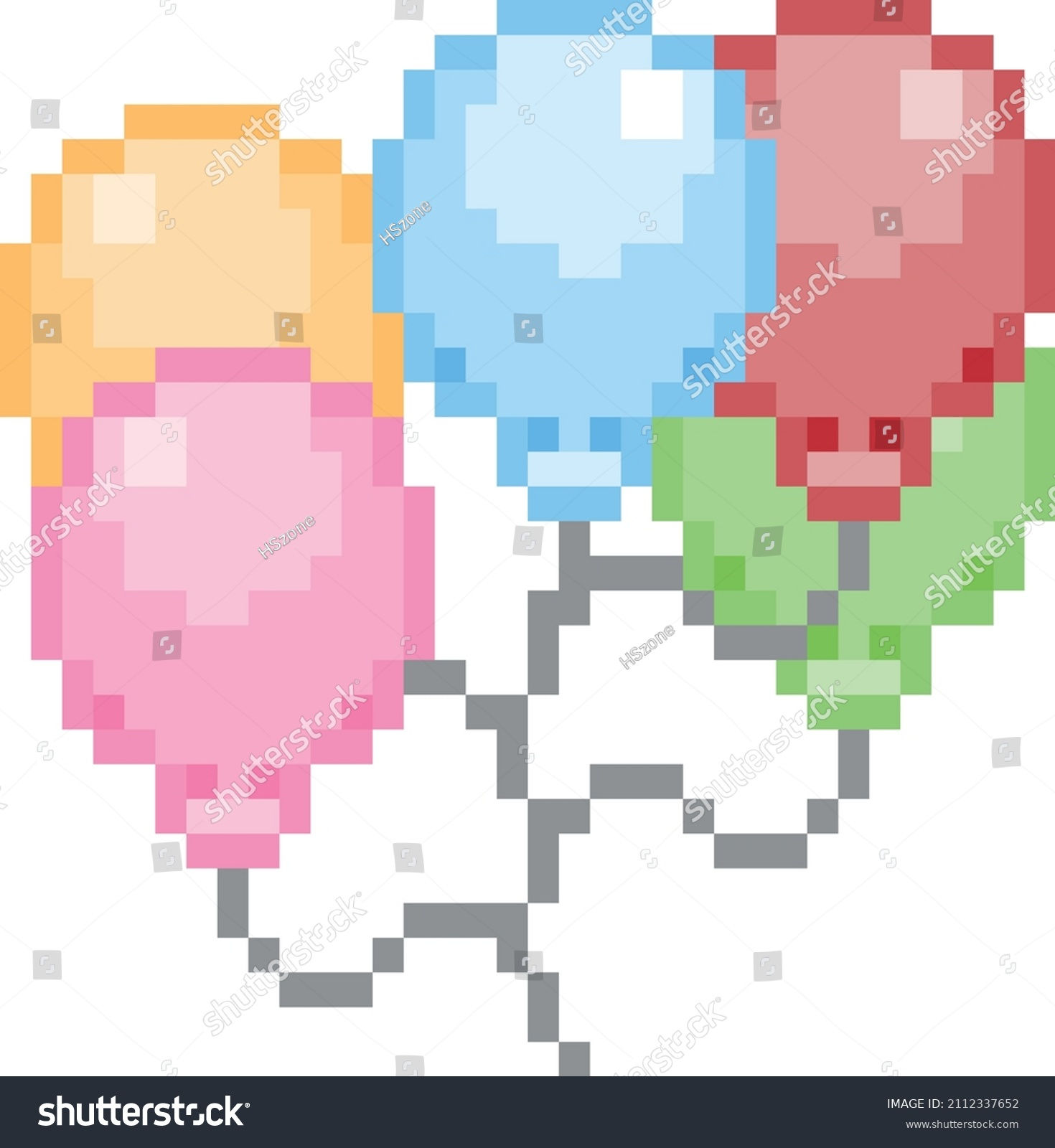 Wallpaper #a0D6MJMBJhL2WPbaiMSr10 Balloon Pixel Art Isolated on White Stock Vector Royalty Free
