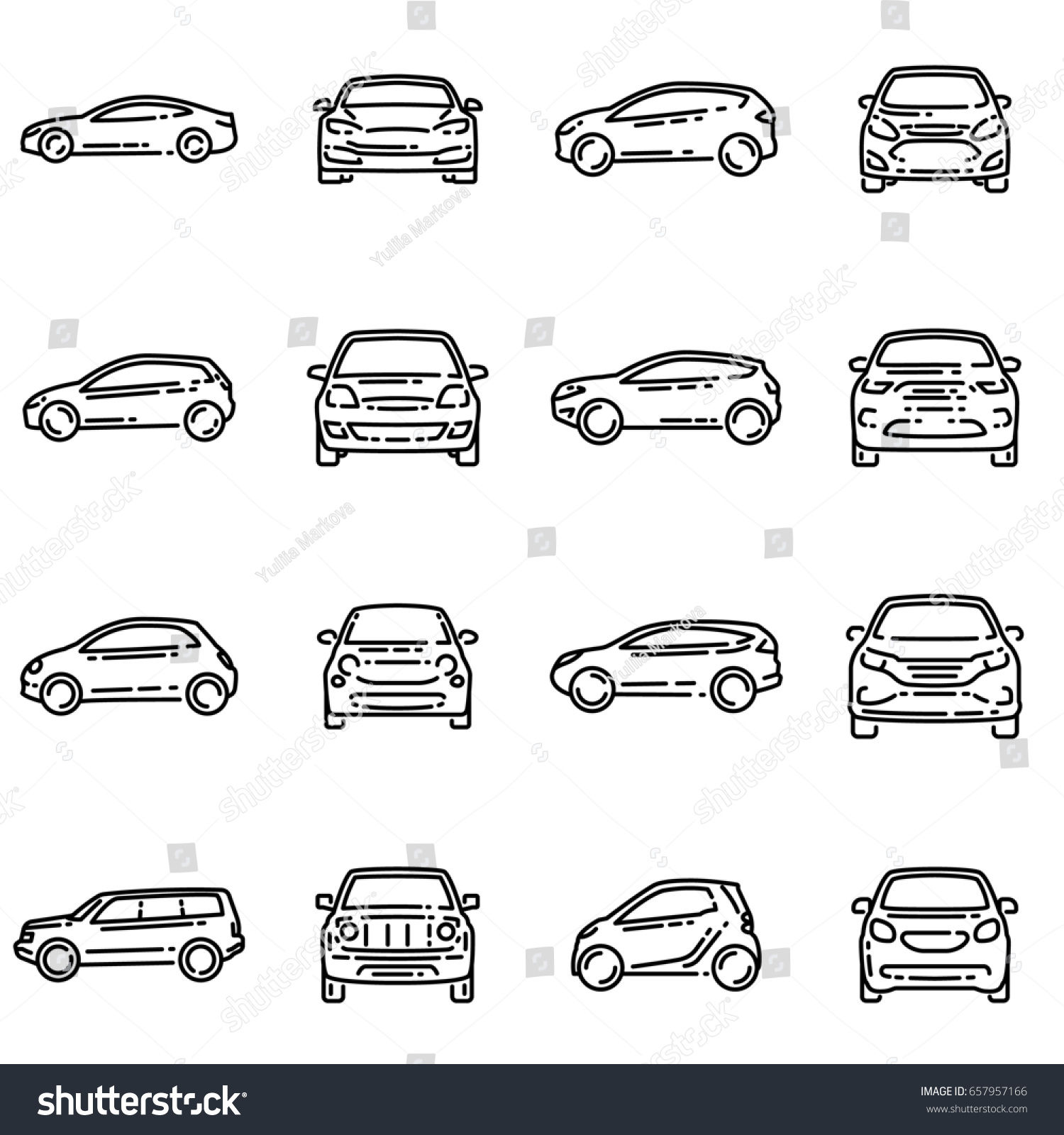 Wallpaper #kWidIpMBSpphPi3-uDN4141 Set Various Cars Front Side View Stock Illustration 657957166