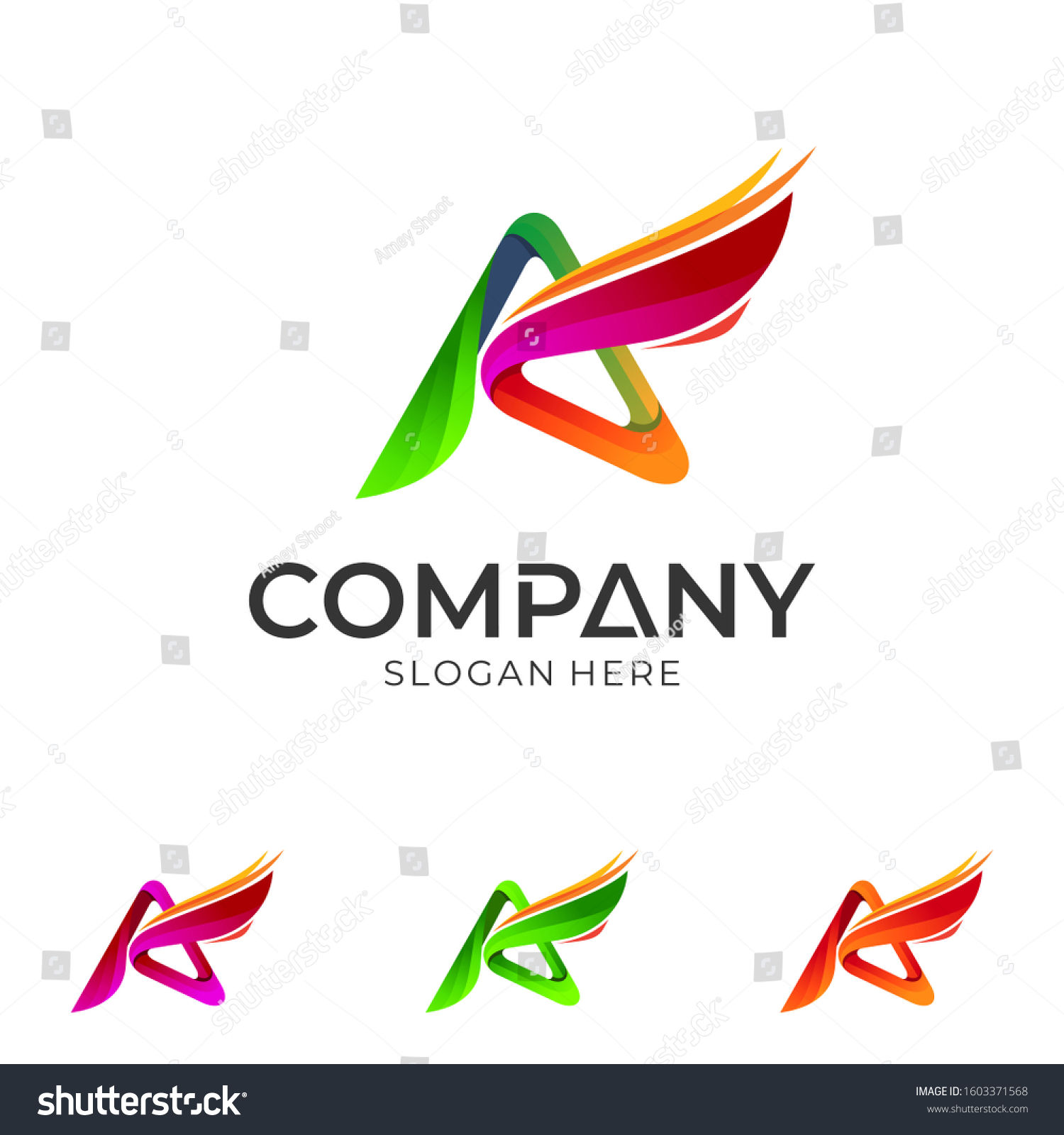 Wallpaper #qx07LZMBlOZrFDOk4M_h57 Letter Wing 3D Colorful Logo Design Stock Vector Royalty Free
