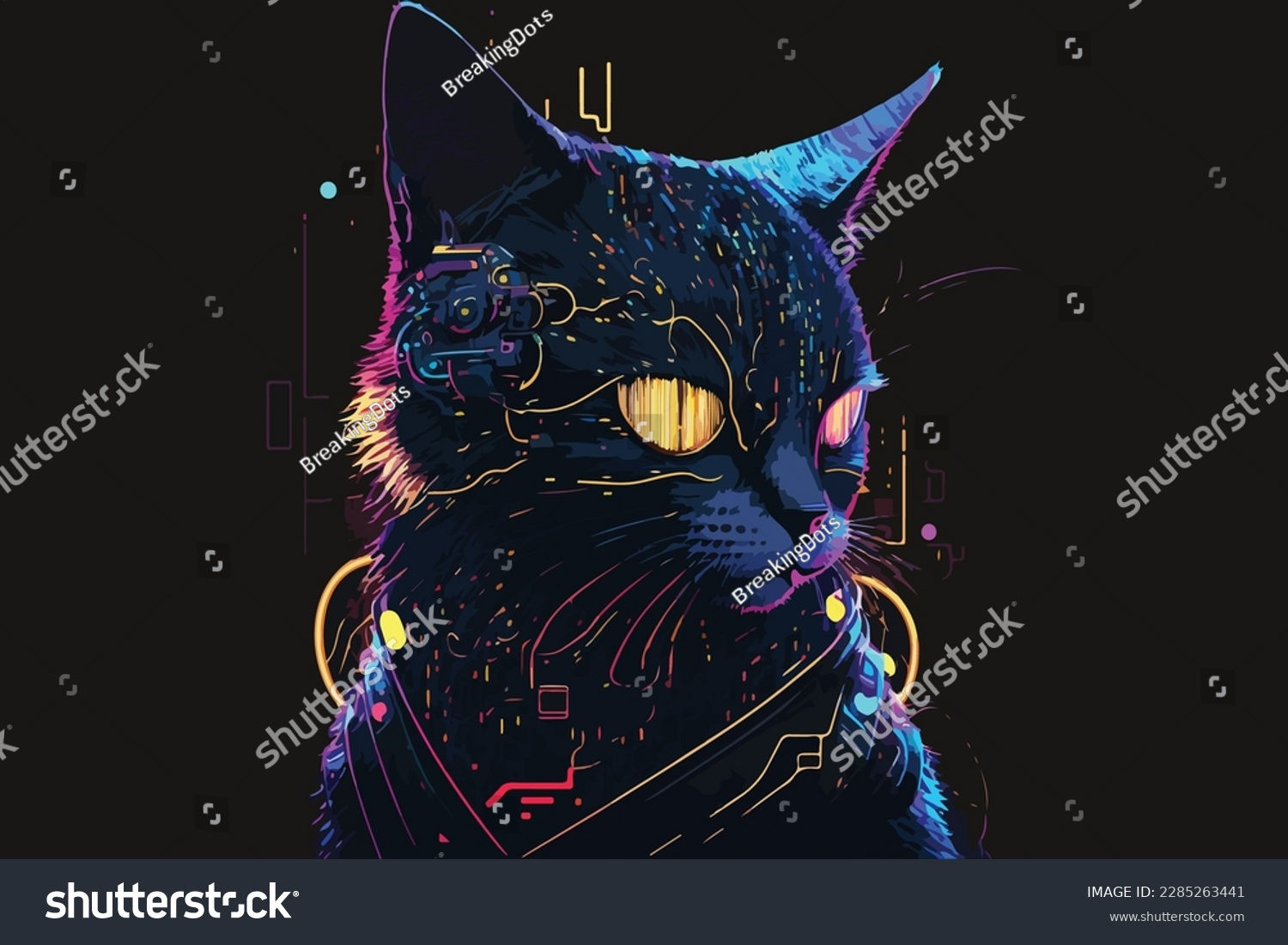 Wallpaper #F6UfMpMB0vj5YdARvNNx173 Cat Cyberpunk Vector Illustration Cyberpunk Cat Stock Vector Royalty