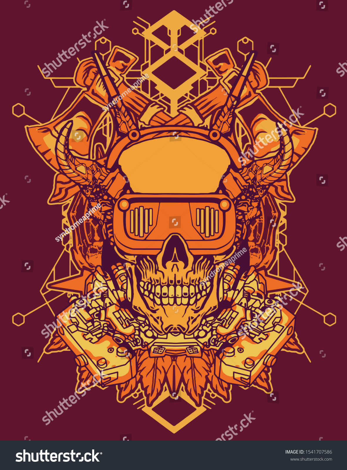 Wallpaper #OGiSHJMBSpphPi3-1yPm145 Cyberpunk Skull Halftone Line Vector T Stock Vector Royalty Free