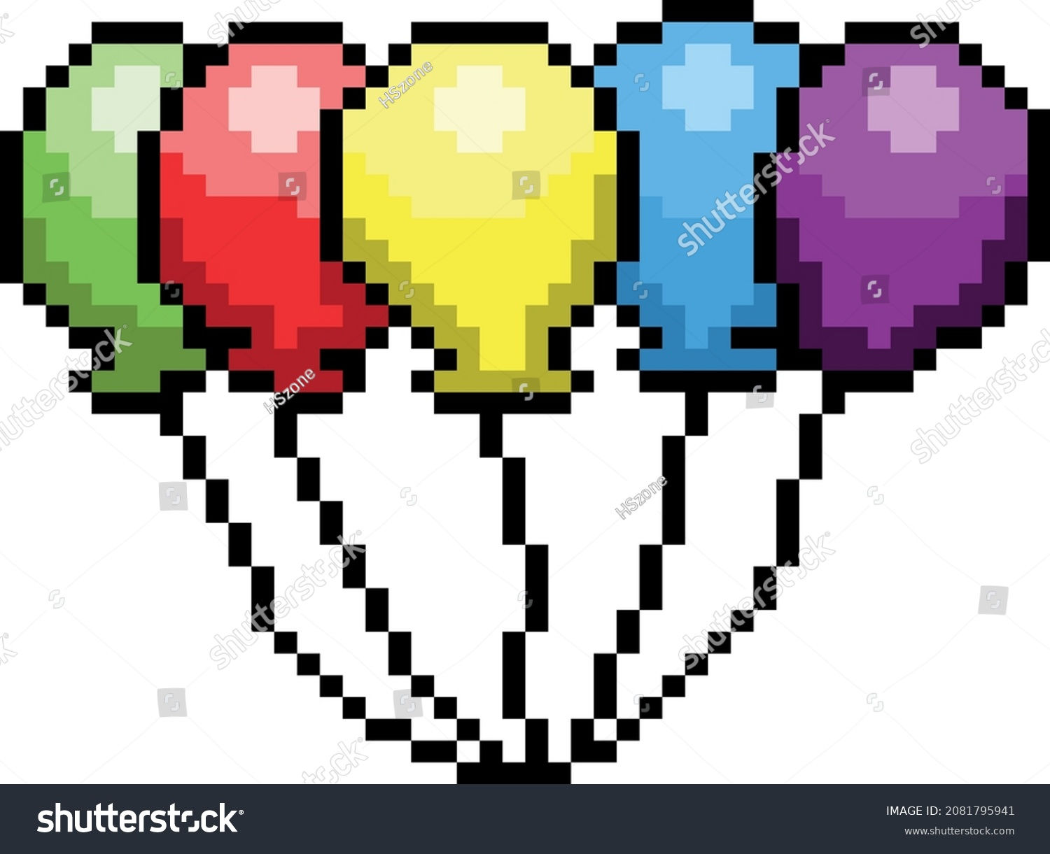 Wallpaper #a0D6MJMBJhL2WPbaiMSr76 Balloons Pixel Art Vector Illustration Background