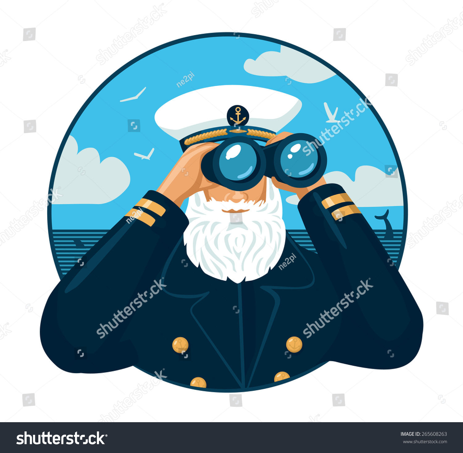 Wallpaper #0jEXNpMB5zzyi_yYPFik67 Bearded Captain Looking Through Binoculars Stock Vector Royalty Free