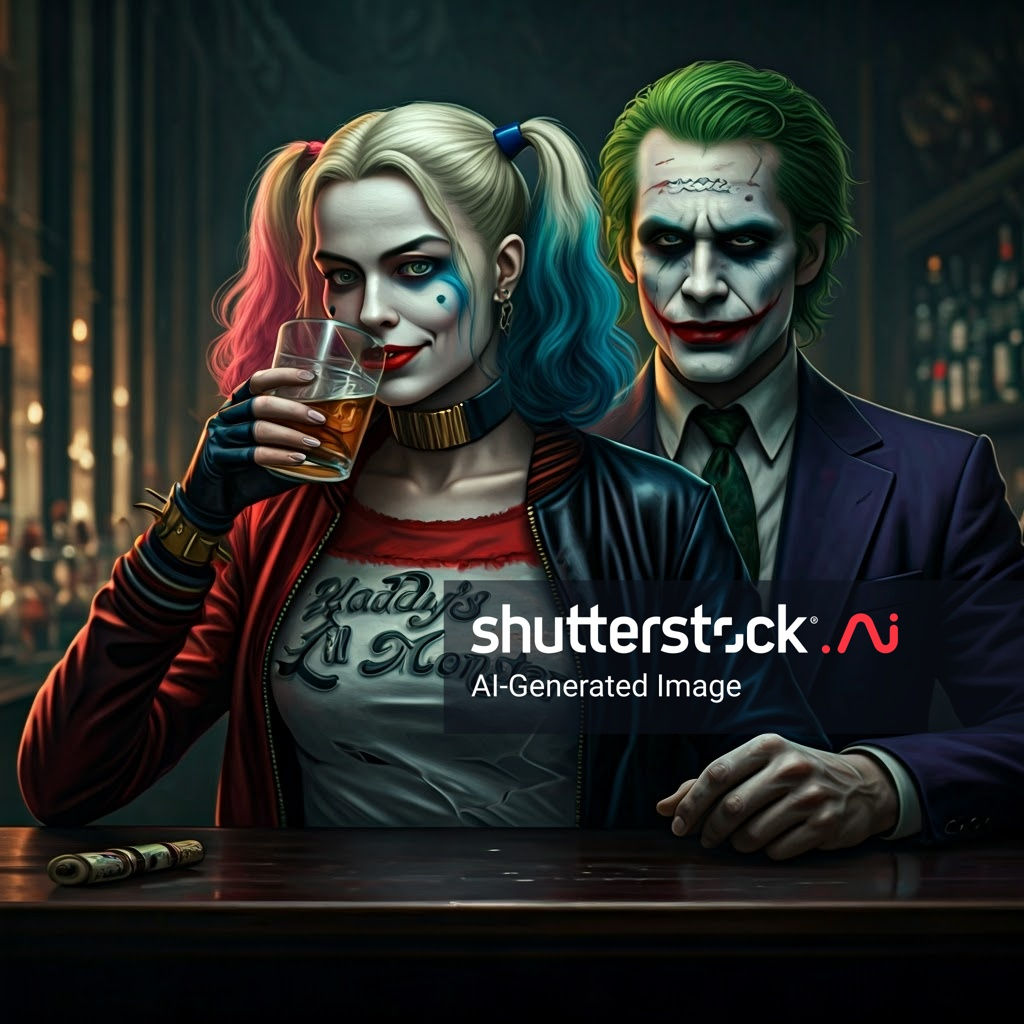 Wallpaper #I51ZZZcBkAG5jTCHhbL_125 Realistic Harley Quinn Joker Movie Poster AI Generated Image 2497242807