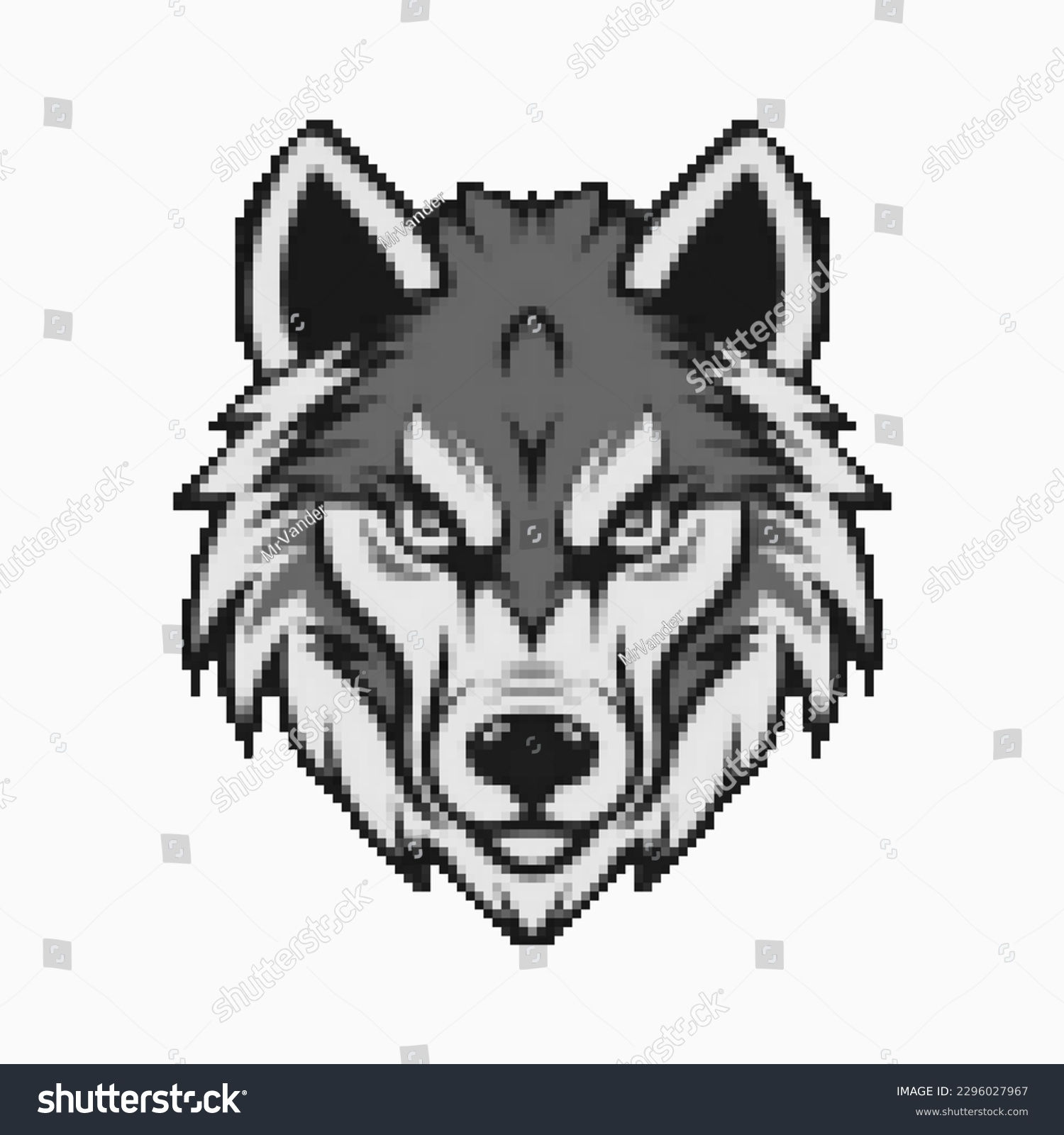 Wallpaper #o-p9VZMBlwTYPL18kw20148 Wolf Head Mascot Logo Pixel Art Stock Vector Royalty Free 2296027967