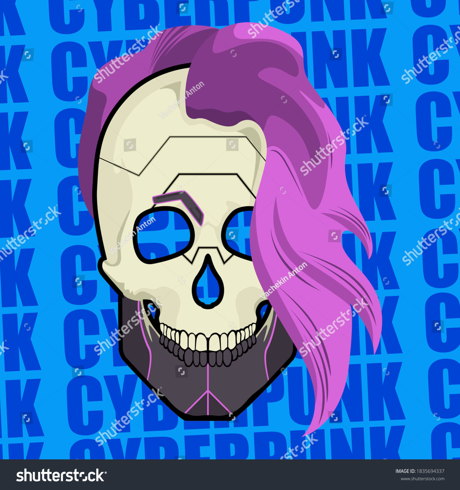 Wallpaper #OGiSHJMBSpphPi3-1yPm198 Images Cyberpunk Skull Hairstyle Metal Parts Stock Vector Royalty Free