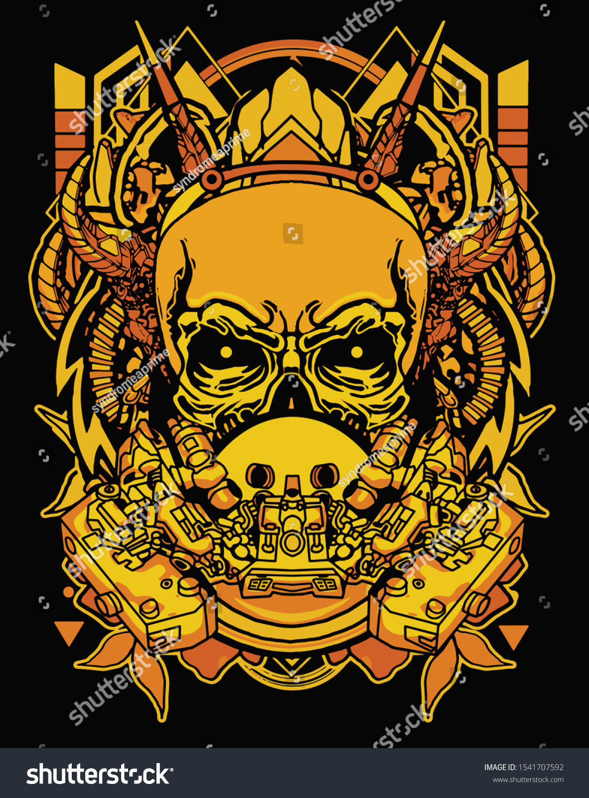 Wallpaper #pWinHpMBSpphPi3-rCnt244 Orange Halftone Color Cyberpunk Skull Poster Stock Vector Royalty Free