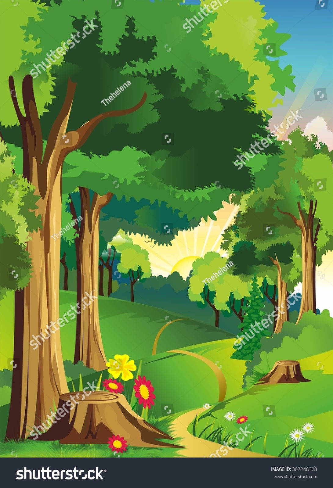 Wallpaper #gXfEJ5MB-pgBXx60hqcW372 Forest Forest Illustration Childrens Books Trees Stock Illustration