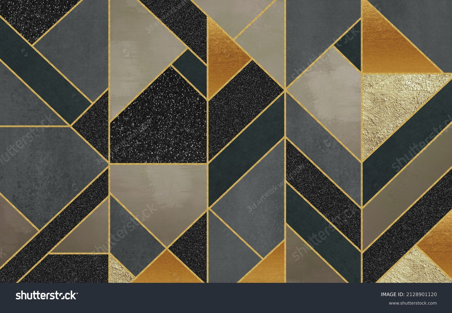 Wallpaper #f299d 3D Solid Gold Geometric Abstract Gray Triangle Background Grey Etsy