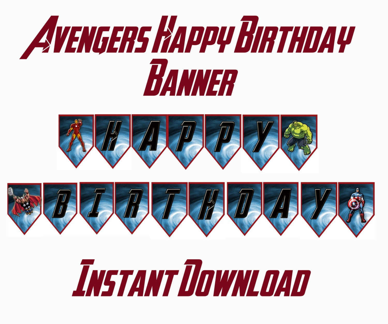 Wallpaper #0DG3NZMB5zzyi_yY0lfv19 Instant Download Avengers Happy Birthday Banner by Decoratyourdoor