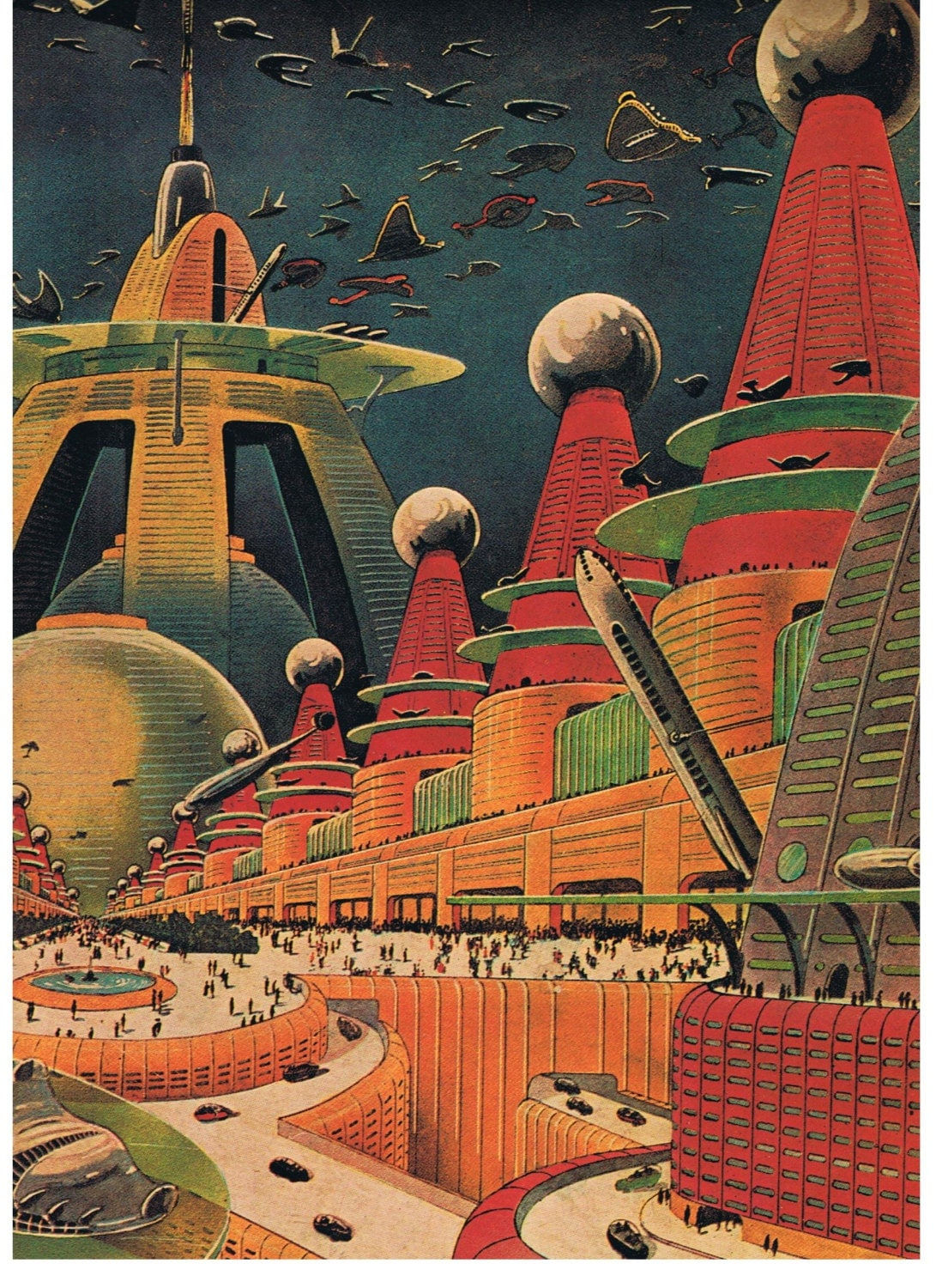 Wallpaper #f2954 Vintage Art Print Science Fiction Retro Ufo Poster Space Etsy