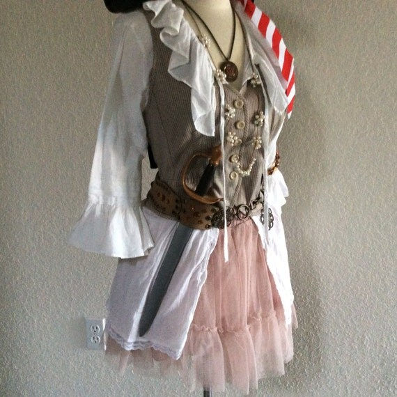 Wallpaper #_bmH3pIBJvJKYCmESQX0238 Steampunk Pirate Halloween Costume Short Mini Skirt with Jewelry