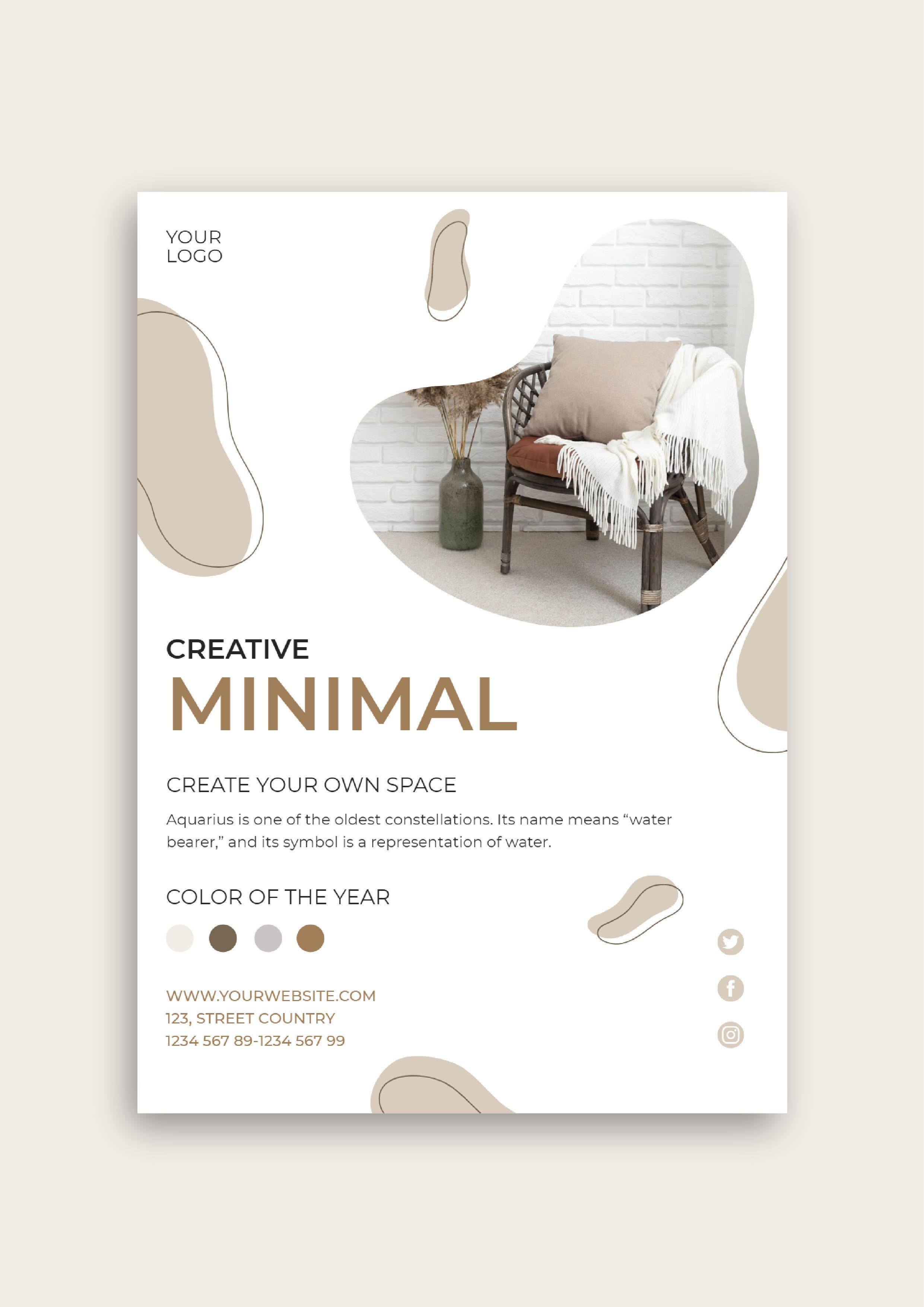 Wallpaper #XR0NLZMBlOZrFDOkqs4j61 Customize This Creative Waves Minimal Interior Design Flyer Layout for Free