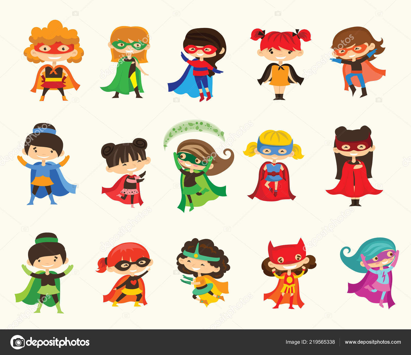 Wallpaper #a-peVJMBlwTYPL187Avi179 Cartoon Vector Illustration Kid Superheroes Wearing Comics Costumes