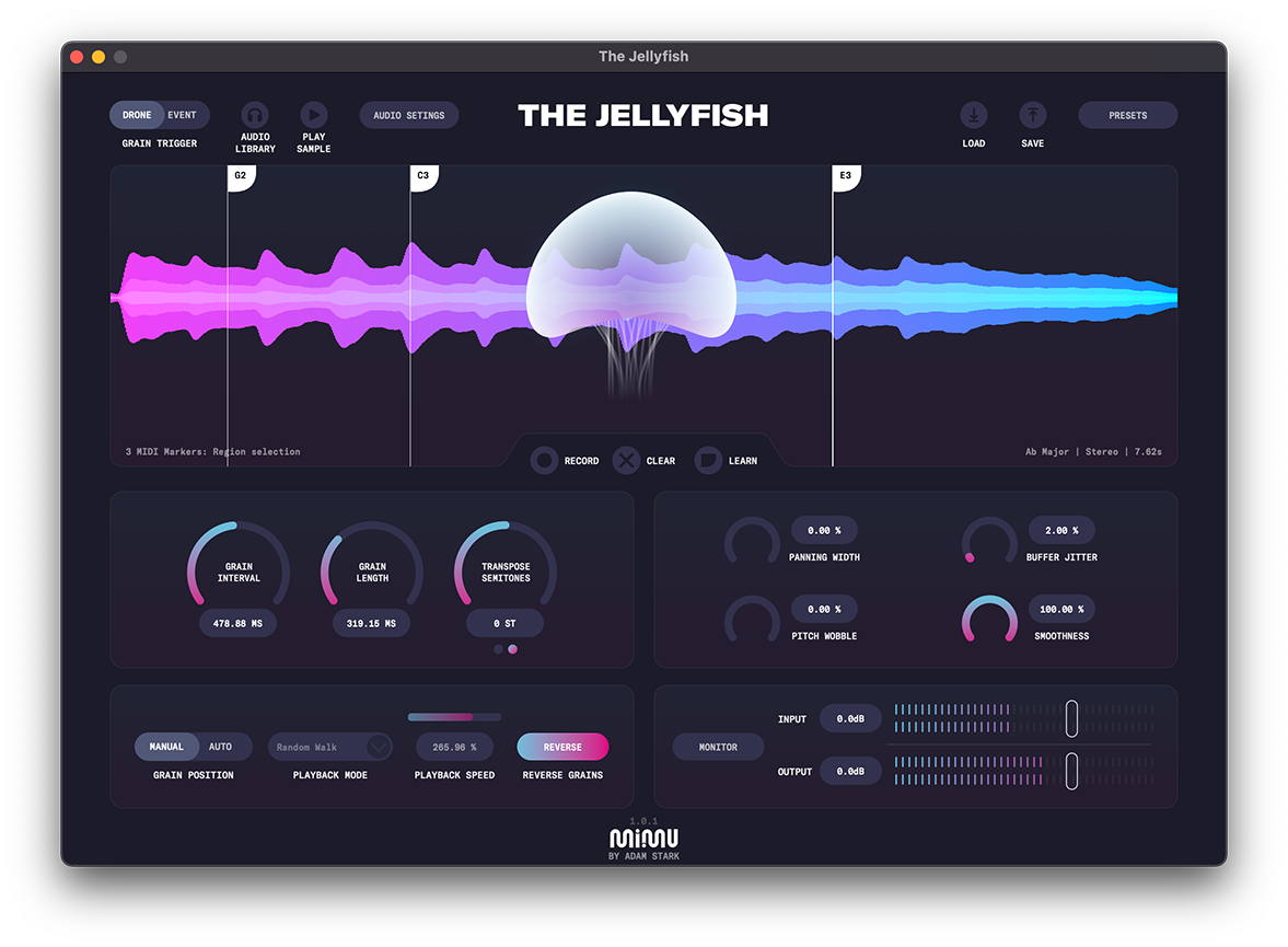 Wallpaper #R2c1DpMBSpphPi3-0-m9188 The Jellyfish by Mimu Granular Synthesis Plugin Vst3 Audio Unit