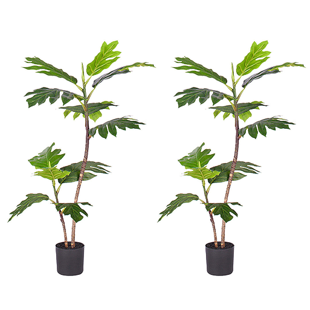 Wallpaper #MWcvDJMBSpphPi3-qN21353 Soga 2x 90cm 2 Trunk Artificial Natural Green Split Leaf Philodendron