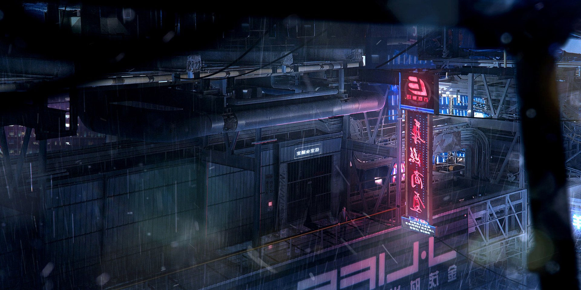 Wallpaper #skXJko4B7YBJg1BVqZ6m40 A Rainy Night in a Cyberpunk City